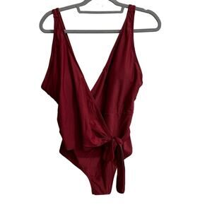 Cupshe Maroon One Piece Side Tie Swim Suit New With Tags Size XL Extra Large
